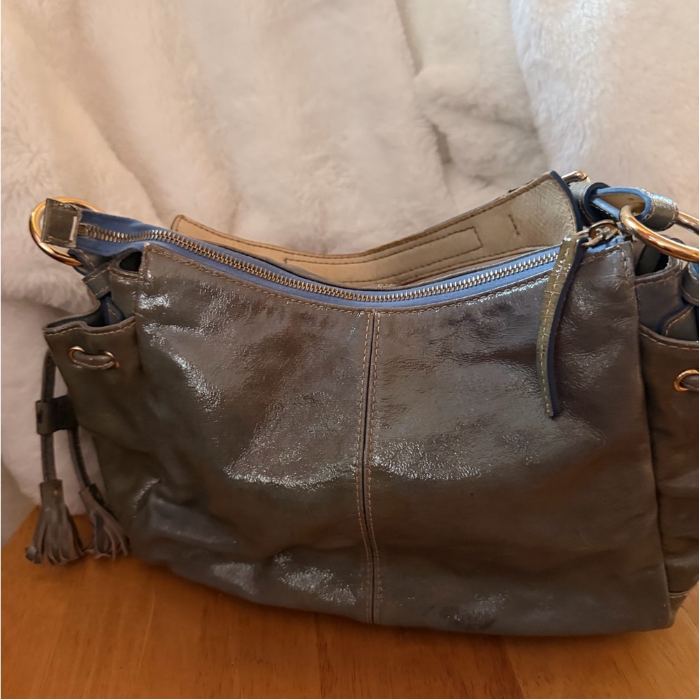 Dooney & Bourke Olive Green Leather Shoulder Bag with Tassel - Rehab handles - Picture 2 of 8